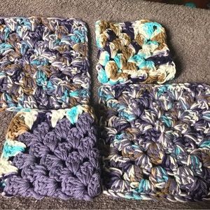 Crocheted Kitchen Set 2 each 100% Cotton Hot Pads\potholders & Dishcloths